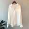 Satin Shirt Womens Clothing Silk Shirts  Vintage Blouse Office Lady Sheer Top Longsleeve Dress Shirt Ladies Overshirt