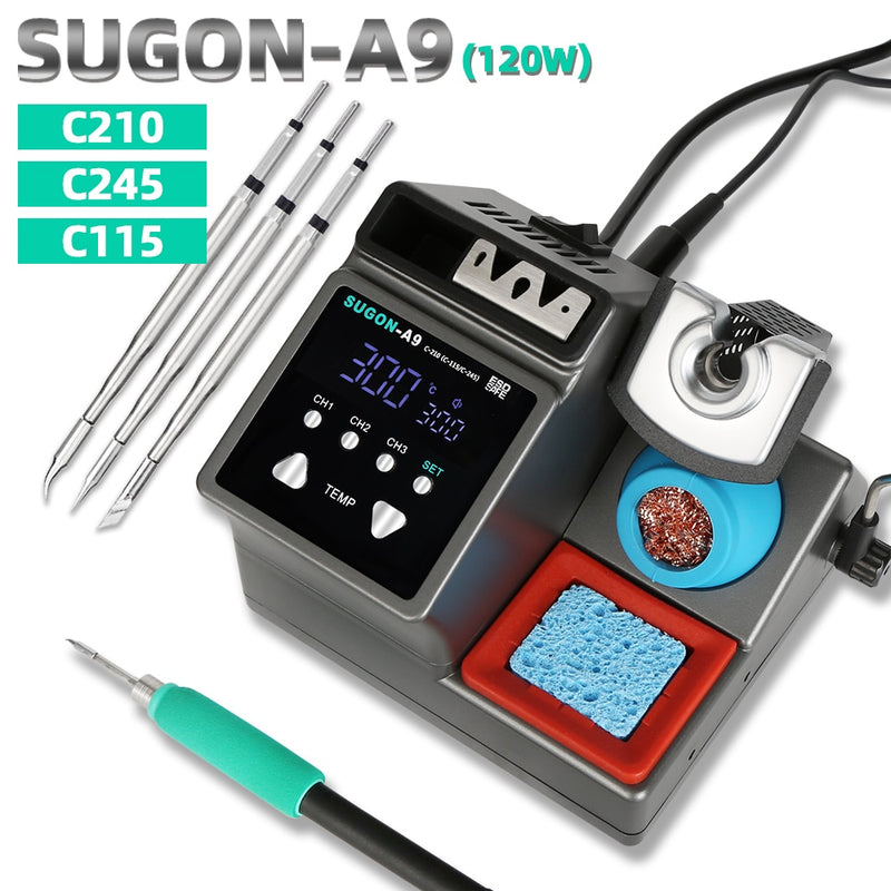 SUGON-A9 Soldering Station Compatible JBC Soldering Iron Tips C210/C245/C115 Handle Lead-free Electronic Welding Rework Station