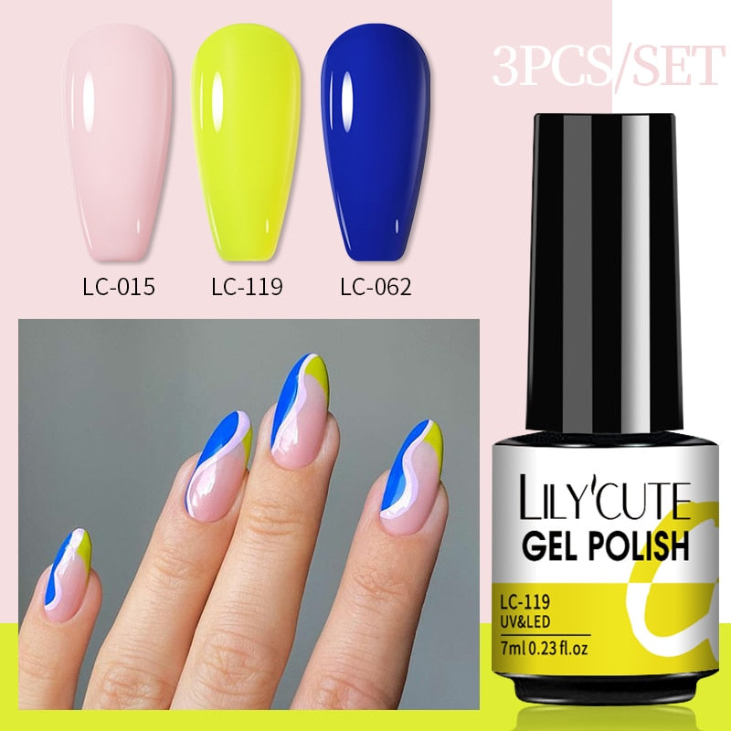 LILYCUTE 3 PCS Gel Nail Polish Set Nude Pink Glitter Sequins Matte Effect Gel Long Lasting Base Top Coat Nail Art Design Hybrid