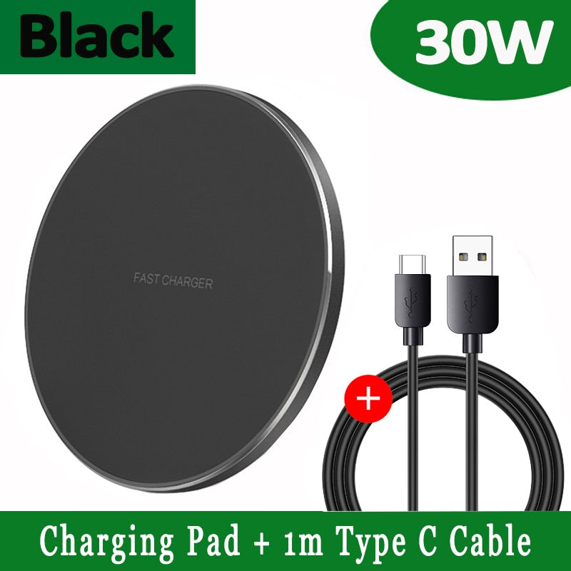 NEW 30W Fast Qi Wireless Charger Pad for iPhone 13 12 11 X Pro Max For Samsung Galaxy S21 S20 S10 S9 S8 Xiaomi Wireless Charging