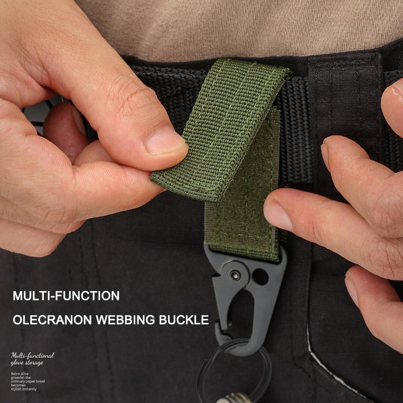 2pcs Tactical Hanging Buckle Molle Nylon Webbing Belt Triangle Buckle Outdoor Climbing Camping Tool Accessory Carabiner Keychain