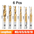 6Pcs M3-M10 Hex Shank Titanium Plated HSS Screw Thread Metric Tap Drill Bits Screw Machine Compound Thread Hand Tools