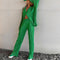 Ladies Shirt Suits Pleated Notched Single-Breasted Female Cardigan Two-Piece Loose Shirts and High-Waist Wide-Leg Pants Sets