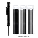 Solid Carpenter Pencil with Refill Leads and Built-in Sharpener for Deep Hole Mechanical Pencil Marker Marking Woodworking Tools
