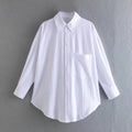 PB&amp;ZASpring 2022 Women&#39;s Versatile Long Sleeve Lapel Front Patch Pockets Side Slit Hem Buttoned Closure Linen Shirt