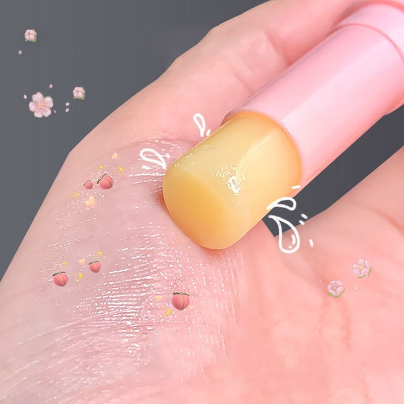 1PC Natural Peach Lip Balm Long-lasting Moisturizing Lipstick Temperature Change Color Lipstick Anti-drying Hydration Lip Care