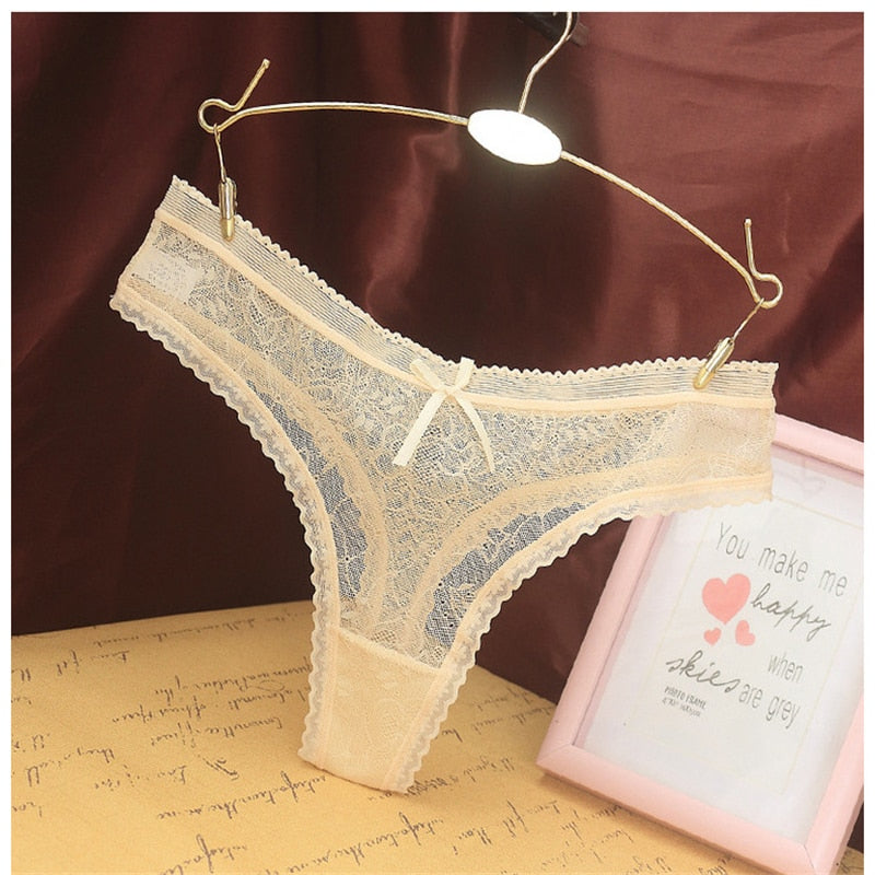 Women Sexy Lace Jacquard Thong Women&