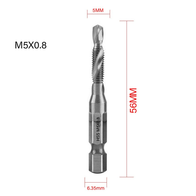 1/6Pcs Tap Drill Bit Set Hex Shank Titanium Plated HSS Screw Thread Bit Screw Machine Compound Tap M3 M4 M5 M6 M8 M10 Hand Tools