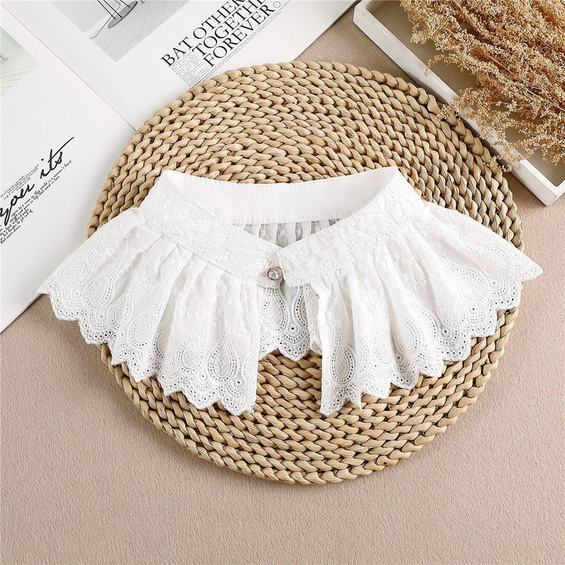 Linbaiway 2022 Lace Chiffon Doll Fake Collar Ladies Shawl Wrap Removable Detachable Embroidered False Collar Clothes Accessory