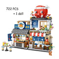 New LOZ Creative Sea Fish Food House Model Building Block MOC Retail Store With Figure Dolls Bricks Sets Boys Toys Kids Gifts