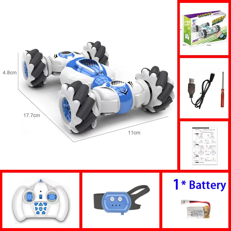 Samll RC Stunt Car Remote Control Watch Gesture Sensor Electric Toy RC Drift Car 2.4GHz 4WD Rotation Gift for Kids Boys Birthday