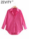 Zevity New Women Simply Candy COlor Single Breasted Poplin Shirts Office Lady Long Sleeve Blouse Roupas Chic Chemise Tops LS9114