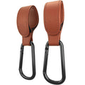 Convenient Baby Stroller Hooks Clips Stroller Accessories Aluminum Alloy Carabiner for Hanging Diaper Bags PU Leather