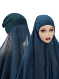 Instant Hijab With Cap Heavy Chiffon Jersey Hijab For Women Veil Muslim Fashion Islam Hijab Cap Scarf For Muslim Women Headscarf