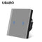 UBARO Eu AC100-240V Tempered Black White Crystal Glass Touch Switch Panel Wall Light Sensor Button 1/2/3 Gang 10A Interruptor