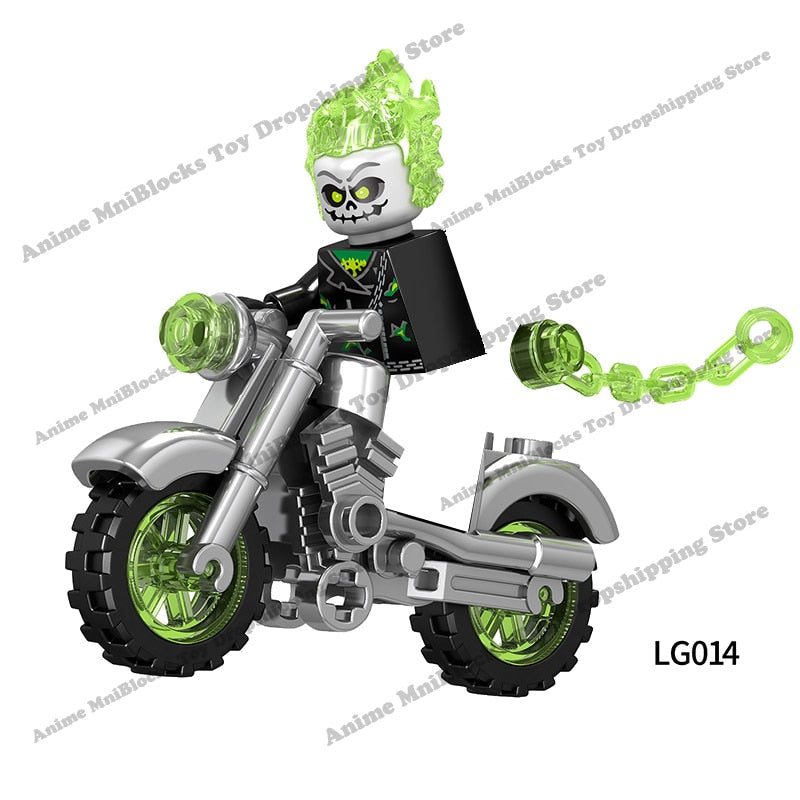LG1002 Disney Building Blocks Luminous With Motorcycle Plastic mini action toy Figures Children Toys birthday gifts