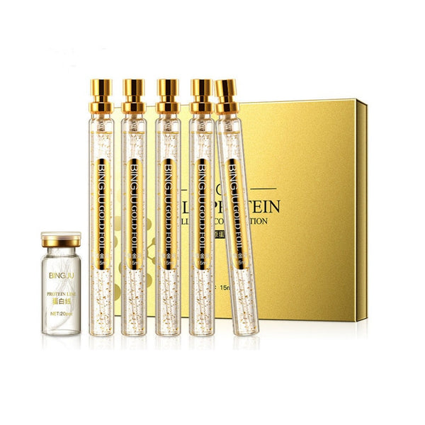 Silk Gold Protein Line Carving Anti Aging Essence Five-pieces Set Serum Firming Fade Fine Wrinkle Skin Care Set