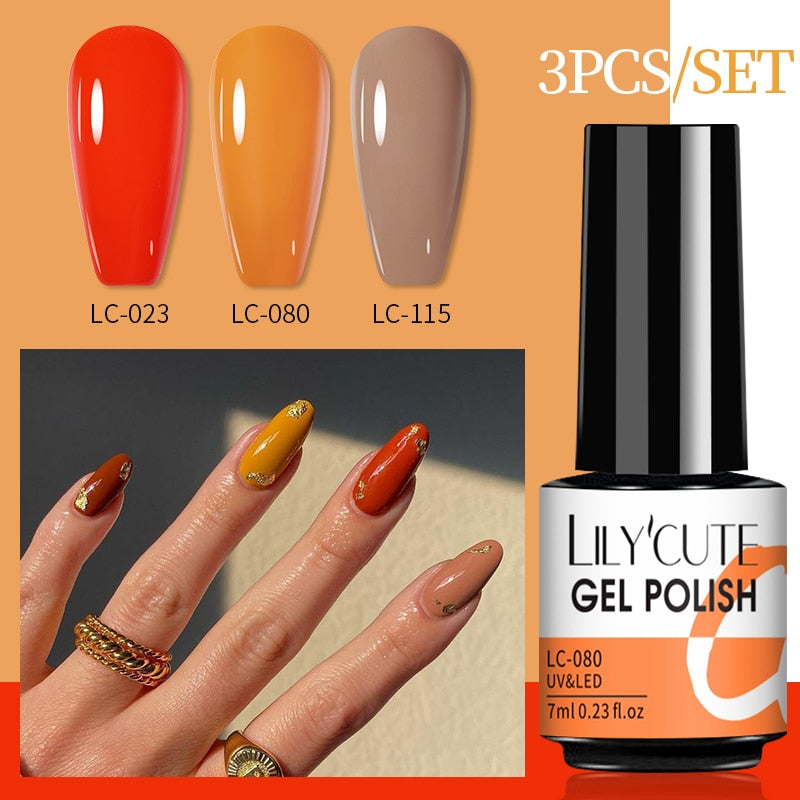 LILYCUTE 3 PCS Gel Nail Polish Set Nude Pink Glitter Sequins Matte Effect Gel Long Lasting Base Top Coat Nail Art Design Hybrid