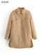 Icclek Women's Shirts Jackets Thin Parka Oversize Shirt Coats Femme Armygreen Outerwear Coats Bf Long Sleeve Khaki Coat 2022 New