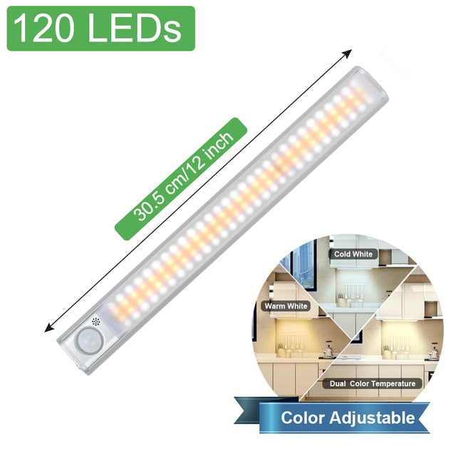 LED Closet Light 160 LEDs Lamp with Motion Sensor Light Kitchen Lighting USB Rechargeable Under Cabinet Lights for Bedroom