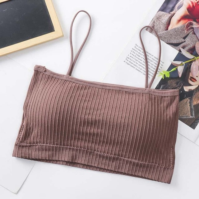 Fashion Women Sling Tube Top Sexy Bra Top Breathable Chest Pad Wearing Underwear Seamless Ice Silk Breast Wrap Lingerie Female