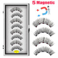 LEKOFO 8PCS 5 Magnets 3D Magnetic False Eyelashes Handmade Artificial Faux Cils Magnetic Natural Mink Eyelashes with Tweezers