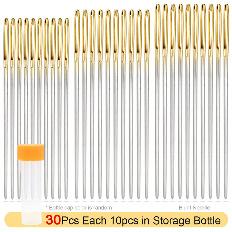 Leather Crafts Sewing Needle,Round Head Blunt Pint,Pointed Prism Sharp Tool for Embroidery Stitching Gold Tail Big Eye Needles