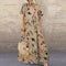 Vintage Floral Long Dress Women Summer Elegant Linen Short Sleeve Boho Maxi Dress Female Holiday Sundress Party Dresses Vestidos