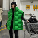 2022 Warm Waistcoat Sleeveless Women Green Loose White Duck Down Vest Fashion Stand Collar Sleeveless Jacket Woven Vest Female