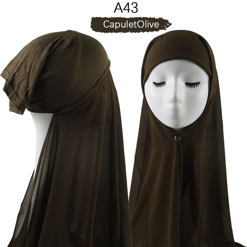 Women Muslim Instant Chiffon Hijab With Cap Underscarf Bonnet HIjabs  Scarf Islam Headscarf Headwrap Turbante