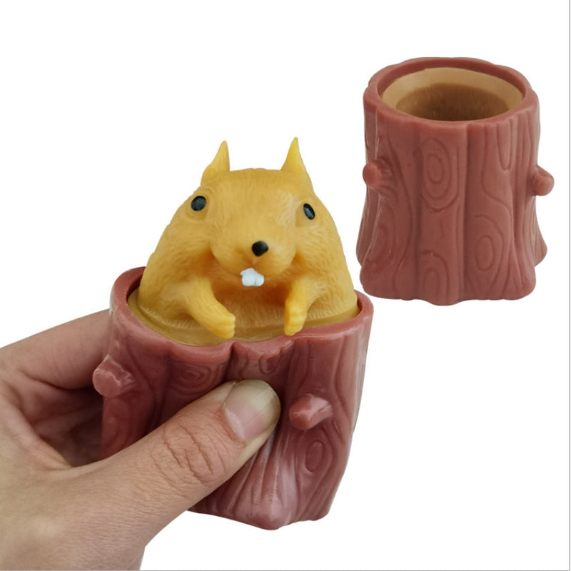 Squeezing Squirrel Cup Toys Decompression Fidget Antistress Sensory Stress Reliefing Gift For Kids Adults