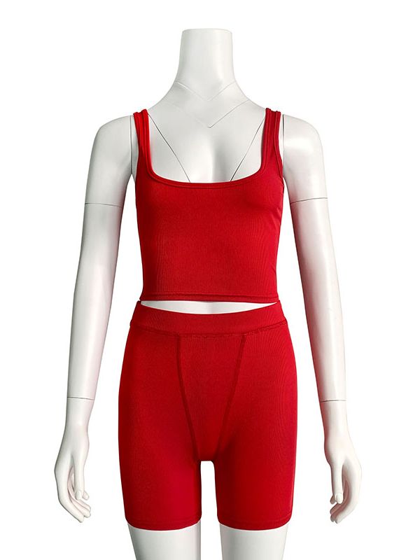 2022 High Stretch Solid Color Yoga Set Sleeveless Crop Top +Short Gym Leggings Women Tracksuit Running Sportwear 2 Piece Set