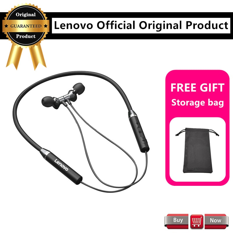 Lenovo Bluetooth5.0 Wireless Earbuds Magnetic Neckband Earphones IPX5 Waterproof Sport Headset with Noise Cancelling Mic HE05