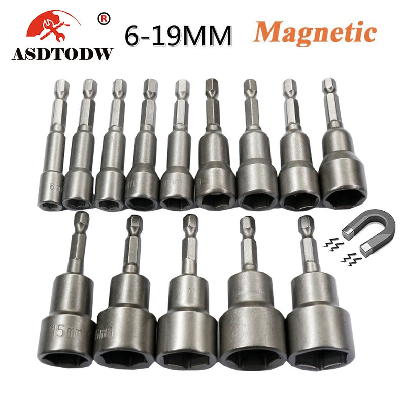 6mm-19mm impact Socket Magnetic Nut Screwdriver 1/4 hex key set Drill Bit Adapter for Power Drills Impact Drivers Socket kit