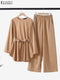 Women Autumn Blouses ZANZEA Fashion Muslim Sets Long Sleeve Turkish Blouses Pants Abaya Solid Islamic Clothing 2PCS Oversized