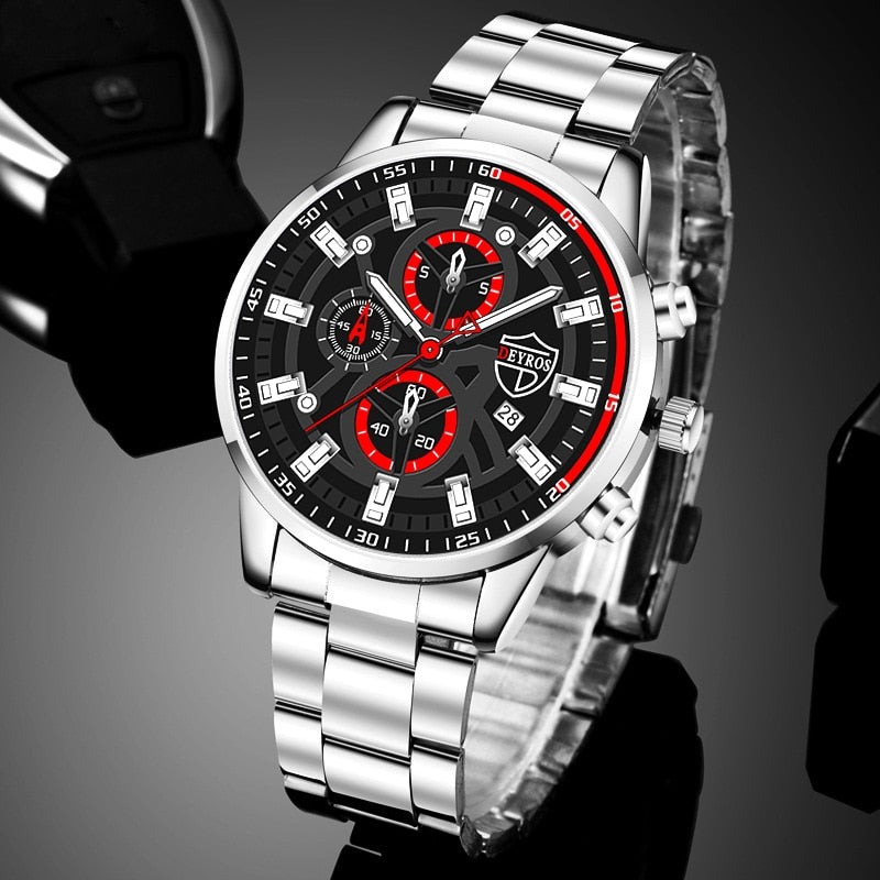 Fashion Mens Sports Watches Luxury Men Business Stainless Steel Quartz Wristwatch Man Casual Leather Watch relogio masculino