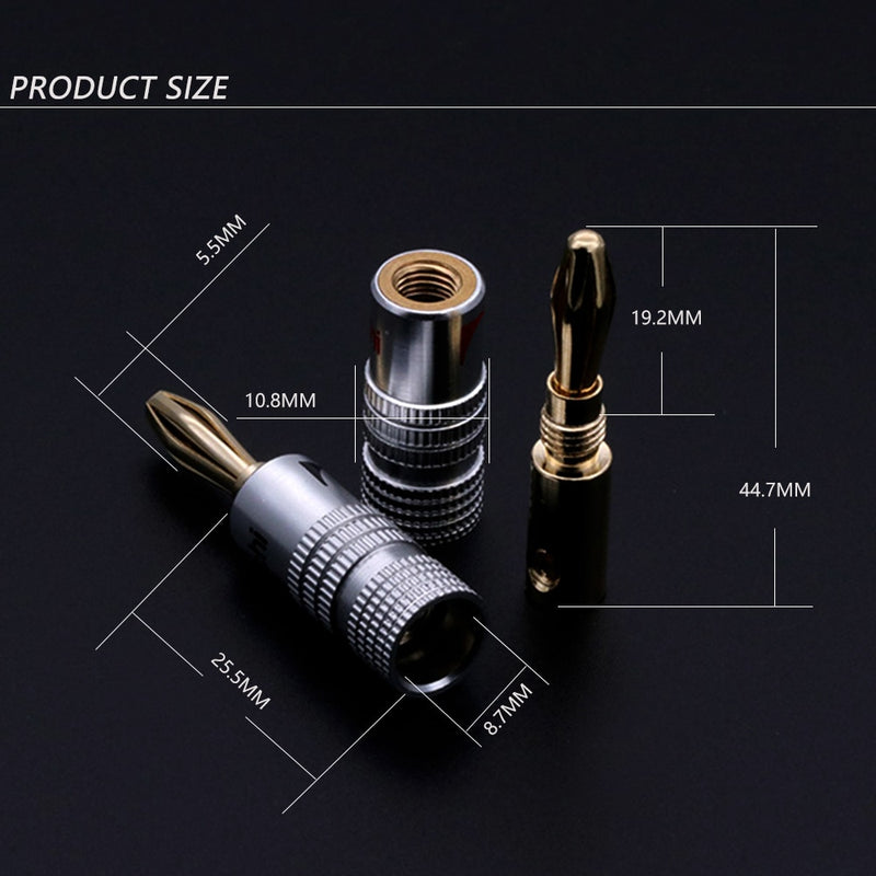 20pcs/10pairs Nakamichi BANANA PLUGS 24K Gold-plated 4MM Banana Connector with Screw Lock For Audio Jack Speaker Plugs Black&amp;Red