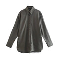 PB&amp;ZASpring 2022 Women&#39;s Versatile Long Sleeve Lapel Front Patch Pockets Side Slit Hem Buttoned Closure Linen Shirt