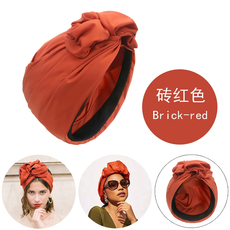 French Vintage Turban Hat Fashion Female Bandana Headband Women&