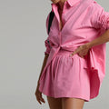 Women Tracksuits Shirt With Mini Shorts Cotton Two Pieces Sets Fashion Clothing Outfits Women Blouses Fashion Tracksuits