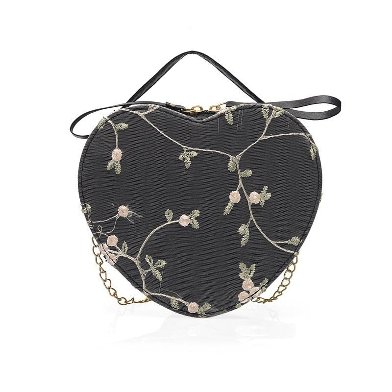 Hot Sale Sweet Lace Round Handbags High Quality PU Leather Women Crossbody Bags for Women 2022 Small Fresh Flower Chain Shoulder