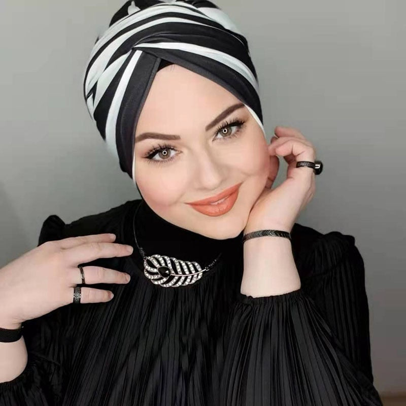 Muslim Fashion Pearl Black Modal Hijab Undercap Abaya Hijabs For Woman Abayas Jersey Head Scarf Dress Women Turbans Turban Cap
