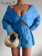 TiulZial Casual Women Short Set Tracksuit Loungewear Two Piece Women Outfits Oversized Long Shirt And High Waist Shorts Green