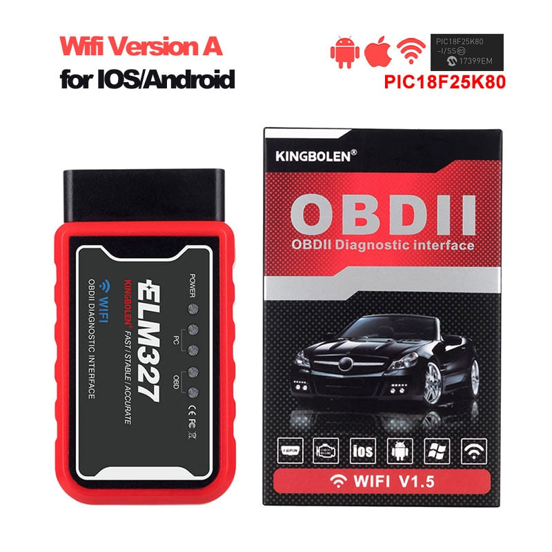ELM327 V1.5 Car Code Reader BT WiFi ELM 327 PIC18F25K80 Chip OBDII Diagnostic Tool For iPhone/Android PK ICAR2 OBDSCAN Scanner