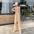 Plaid Thin pants women summer 2022 new high-waisted loose-fitting straight trousers dropshipping tug pants casual pants
