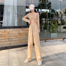 Plaid Thin pants women summer 2022 new high-waisted loose-fitting straight trousers dropshipping tug pants casual pants