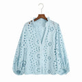 Embroidery Women Blouse Summer 2022 New Fashion Long Sleeve Female Smock Shirt Top Clothing Wears