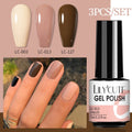 LILYCUTE 3 PCS Gel Nail Polish Set Nude Pink Glitter Sequins Matte Effect Gel Long Lasting Base Top Coat Nail Art Design Hybrid