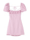 XNWMNZ women white fashion linen blend dress female square neck short puff sleeves backless crossover straps dress for women's