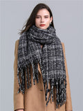 2022 New Women Plaid Scarf Winter Pashmina Shawls Cashmere Thick Wraps Lady Tassel Warm Scarves Rainbow Hairy Bufanda